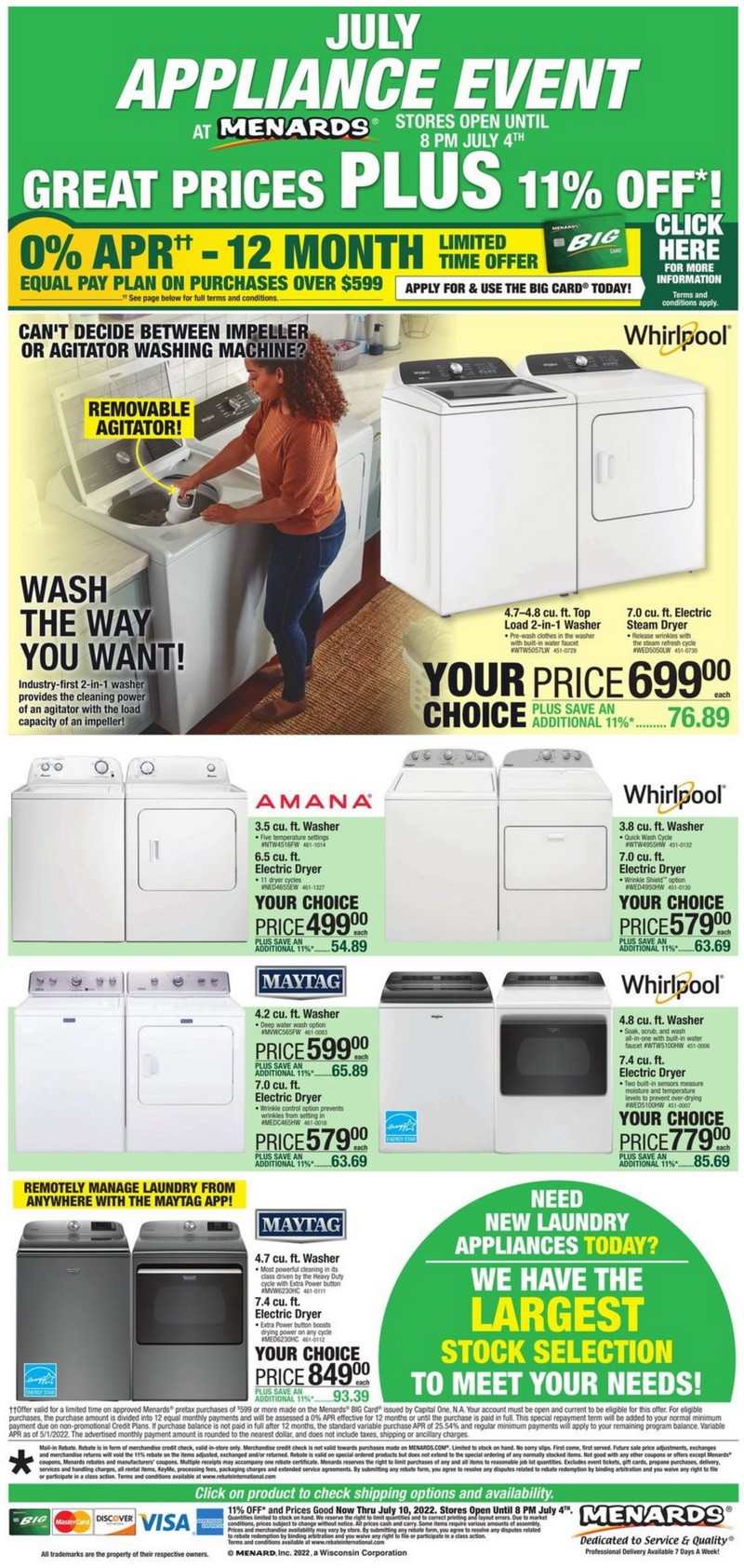 Menards July Appliance Event Jun 30 Jul 10, 2022