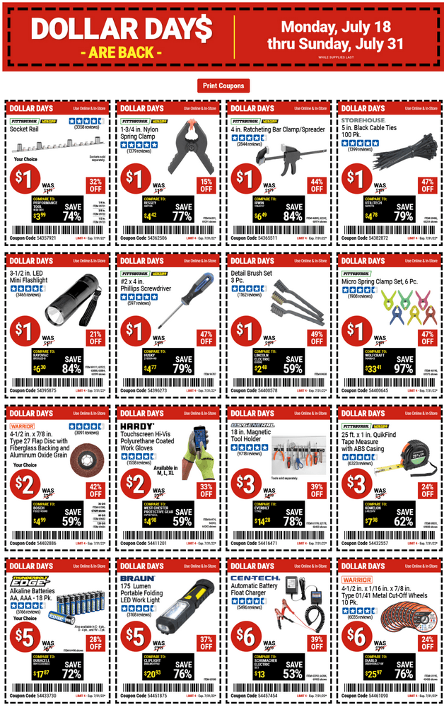Harbor Freight Coupon Ad Jul 18 Jul 31, 2022