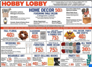 Hobby Lobby Weekly Ad Jul 31 – Aug 06, 2022