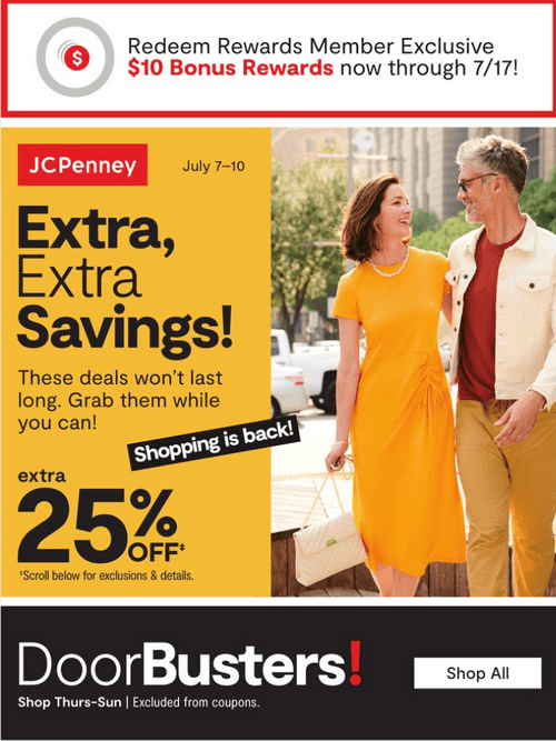 JCPenney Doorbusters Sale Jul 07 Jul 10, 2022