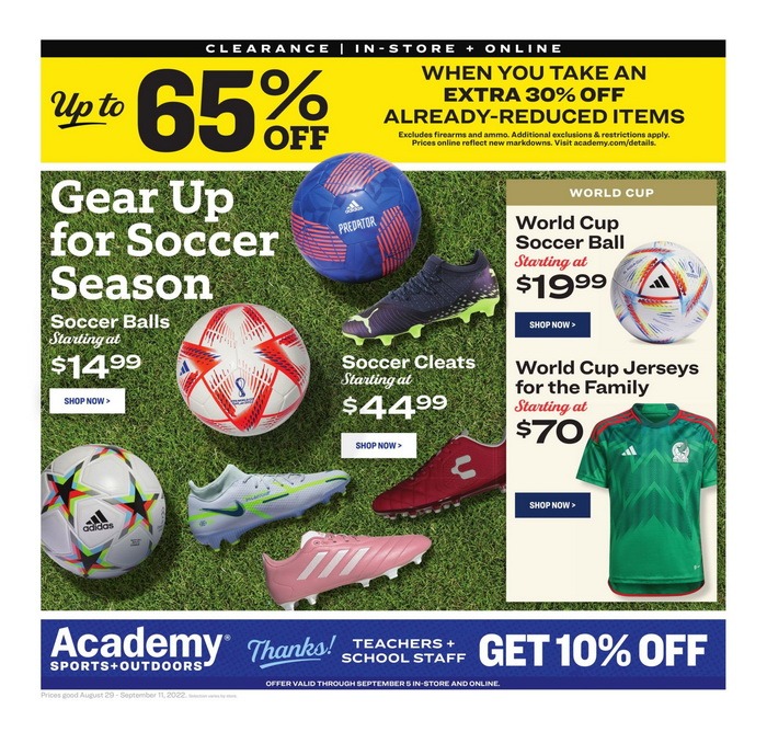 Academy Sports + Outdoors Active Ad Aug 30 Sep 11, 2022