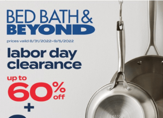 Bed Bath & Beyond Labor Day Sale Aug 31 – Sep 05, 2022
