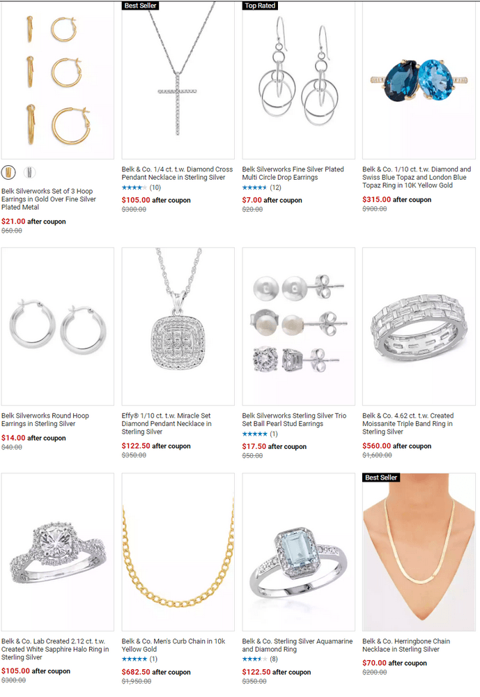 Belk Fine Jewelry & Belk Silverworks Sale Aug 19 Aug 21, 2022