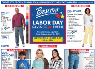 Boscov’s Labor Day Saving Event Aug 25 – Aug 31, 2022