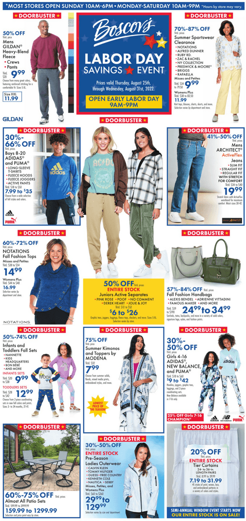 Boscov's Labor Day Saving Event Aug 25 Aug 31, 2022