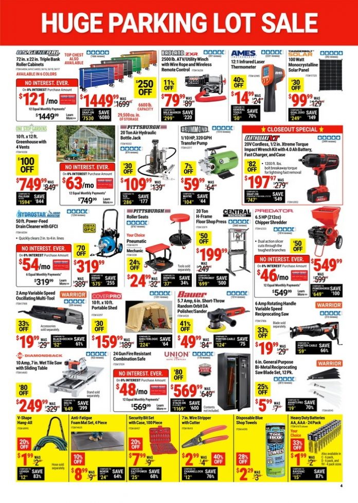 Harbor Freight Parking Lot Sale 2022