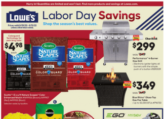Lowe’s Labor Day Saving Aug 25 – Aug 31, 2022