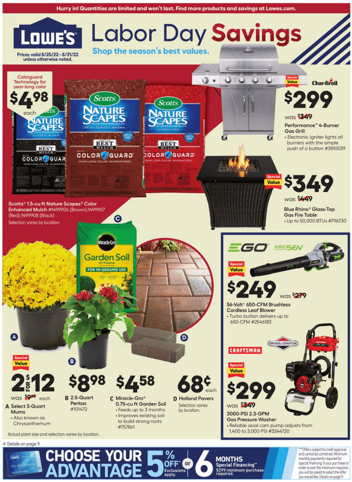 Lowe's Labor Day Saving Aug 25 Aug 31, 2022