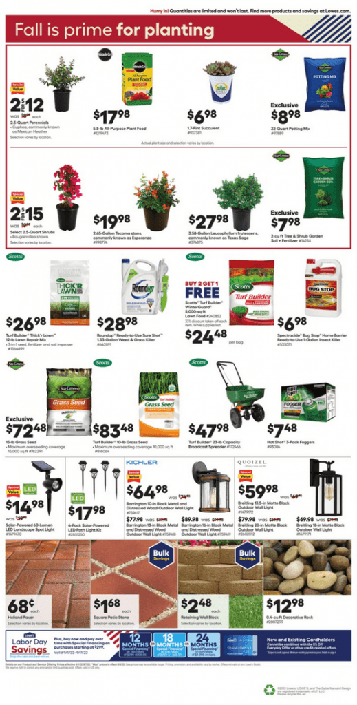 Lowe's Labor Day Saving Sep 01 Sep 07, 2022