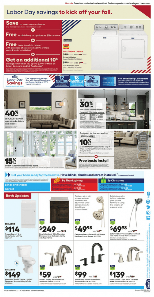 Lowe's Labor Day Saving Sep 01 Sep 07, 2022