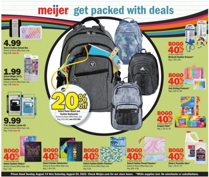 Meijer Back to School Ad Aug 14 Jul 20, 2022