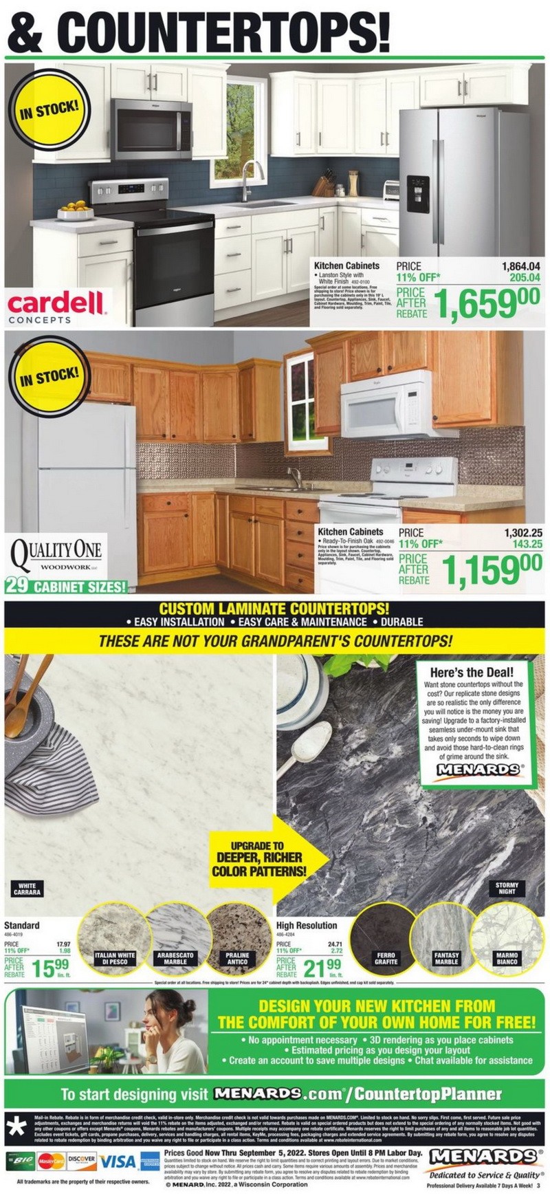 Menards Kitchen Sale Aug 25 Sep 05, 2022