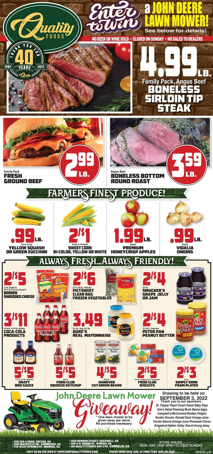 Quality Foods Weekly Ad Aug 24 Aug 30, 2022