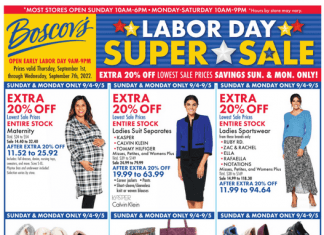Boscov’s Labor Day Saving Event Sep 01 – Sep 07, 2022