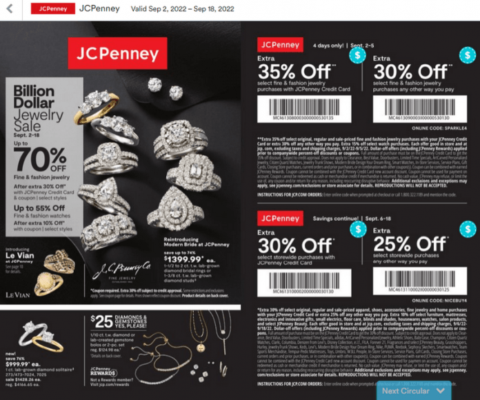 JCPenney Billion Dollar Jewelry Sale Sep 02 Sep 18, 2022