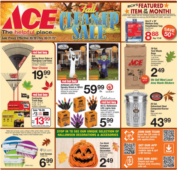ACE Hardware Fall CleanUp Sale Oct 18 Oct 31, 2022 (Halloween