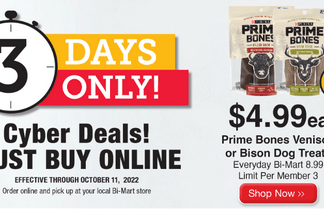 Bi-Mart Three-Day Cyber Deals Ad Oct 09 – Oct 11, 2022