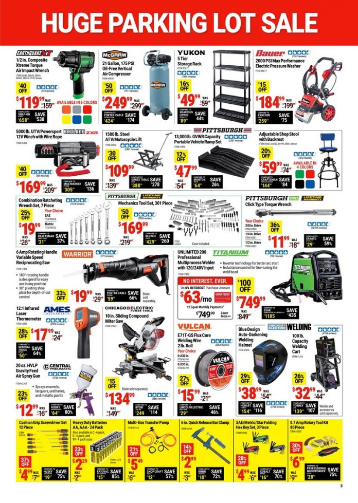 Harbor Freight Huge Parking Lot Sale Oct 10 Oct 16, 2022