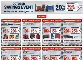Harbor Freight October Saving Event Oct 28 – Oct 30, 2022