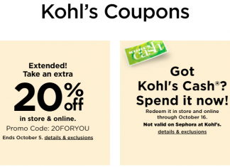 Kohl’s Coupon Sale Until Oct 10, 2022