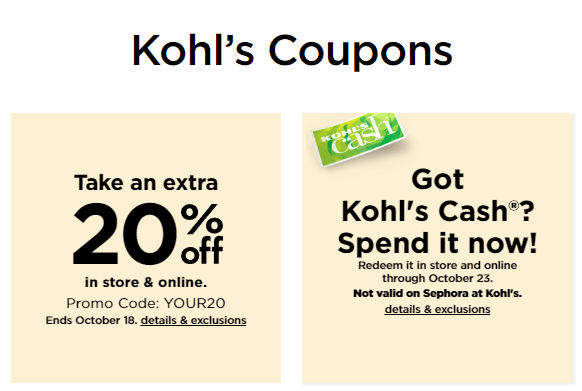 Kohl's Coupon Sale Until Oct 23, 2022