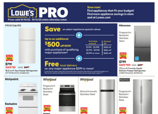 Lowe’s Appliances Pro Ad Oct 10 – Oct 14, 2022