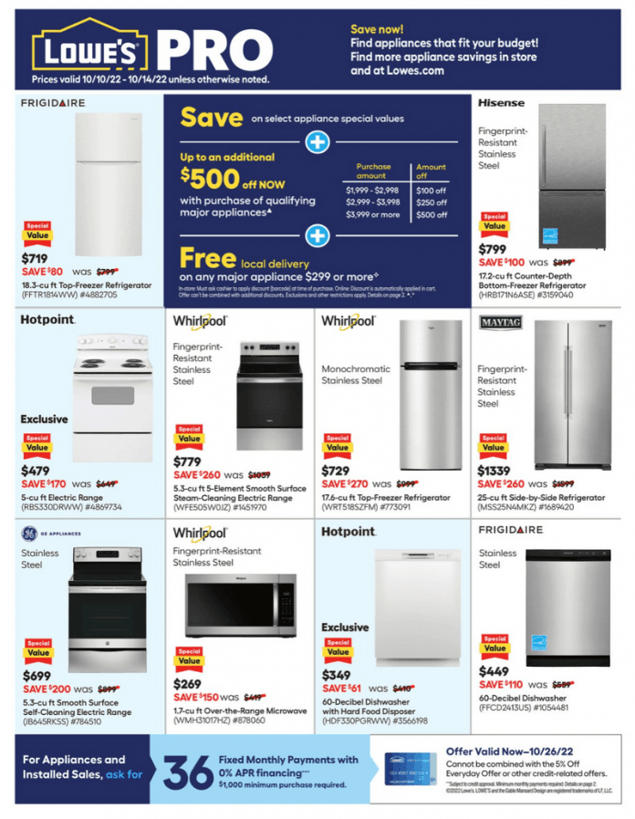 Lowe's Appliances Pro Ad Oct 10 Oct 14, 2022