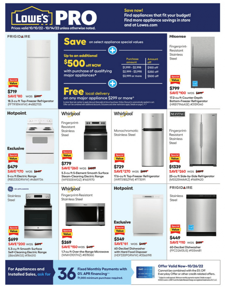 Lowe's Appliances Pro Ad Oct 10 Oct 14, 2022