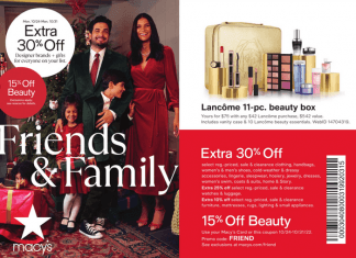 Macy’s Friends & Family Postcard Oct 24 – Oct 31, 2022