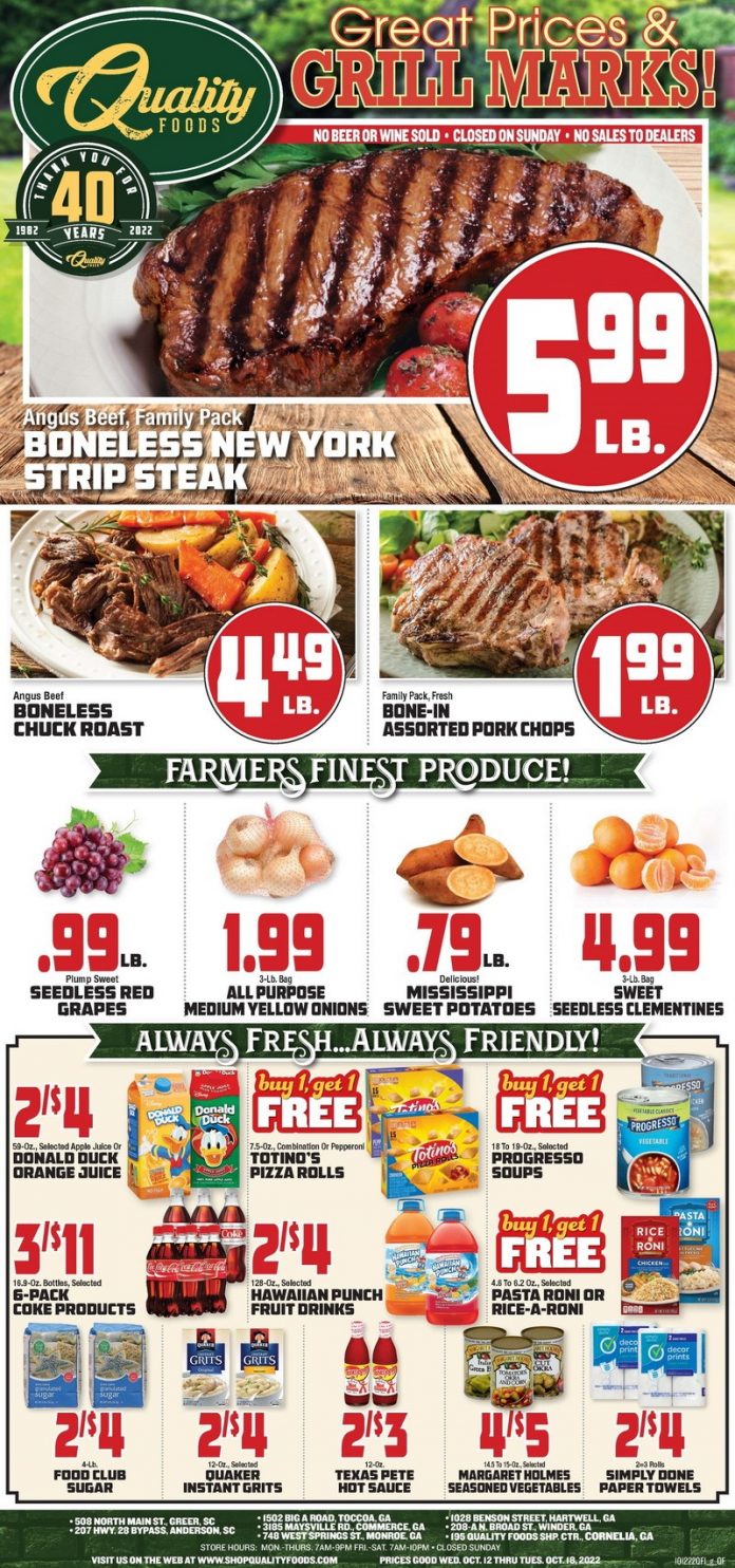 Quality Foods Weekly Ad Oct 12 Oct 18, 2022