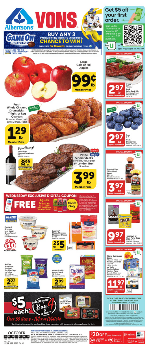 Vons Weekly Ad Oct 19 Oct 25, 2022