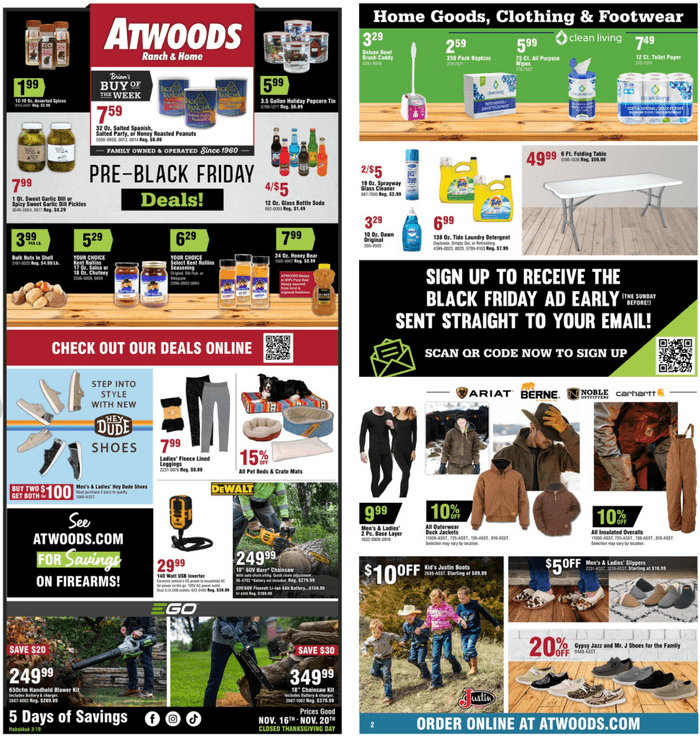 Atwoods PreBlack Friday Ad Nov 16 Nov 20, 2022