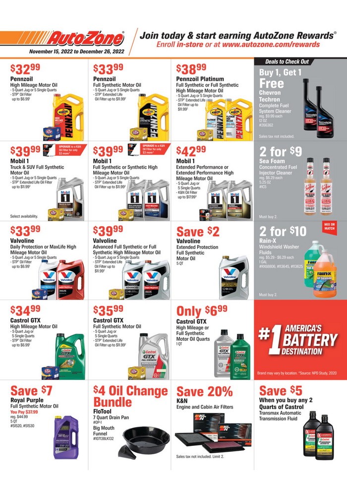 AutoZone Monthly Ad Nov 16 Dec 26, 2022