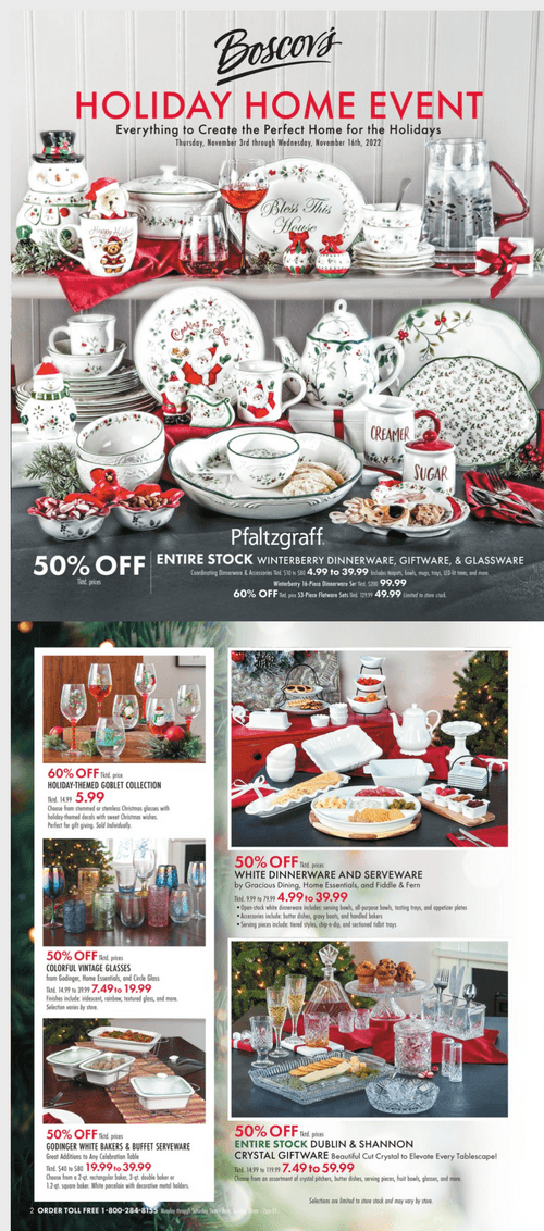 Boscov's Holiday Home Event Nov 03 Nov 16, 2022