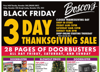 Boscov’s Weekly Ad Nov 24 – Nov 27, 2022 (Black Friday + Thanksgiving Promotion Included)