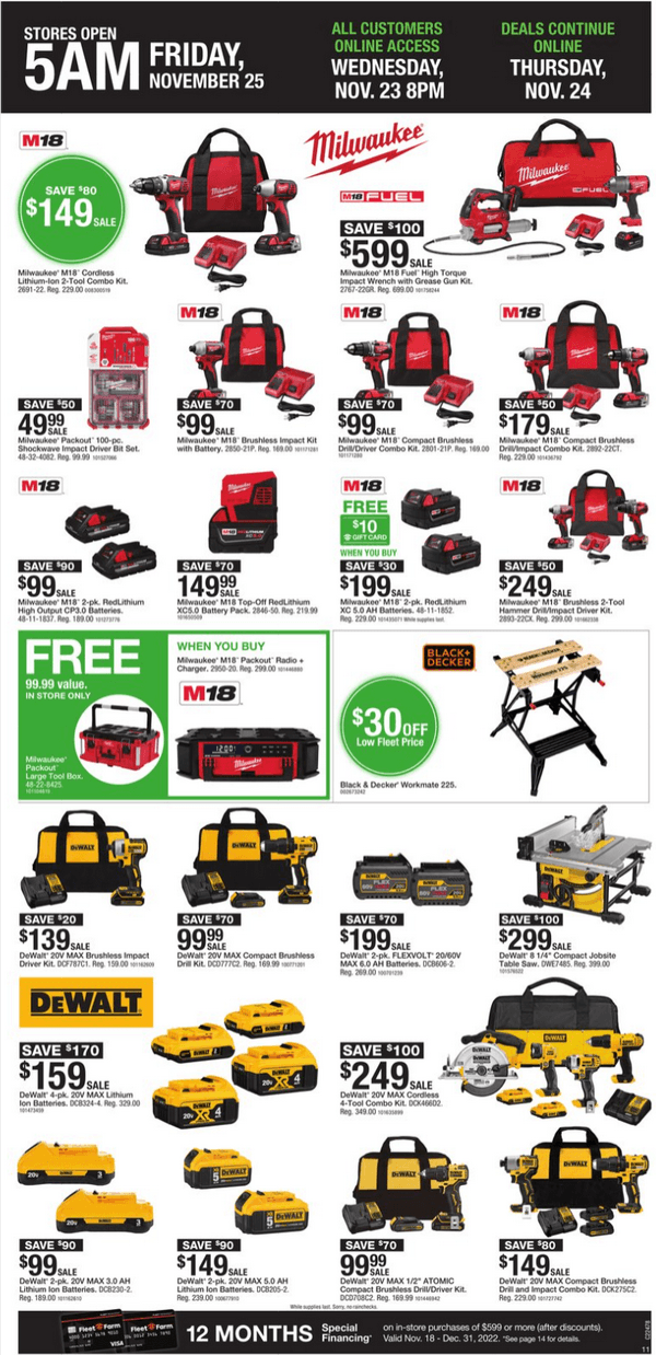 Farm & Fleet Black Friday Sale Fleet Farm Black Friday Sale Nov 23 – Nov 26, 2022