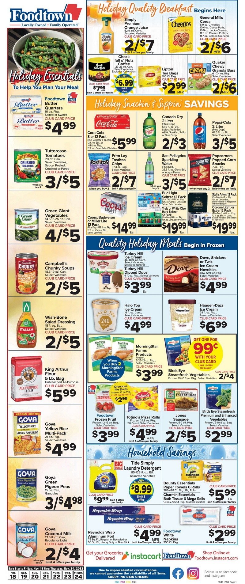 Foodtown Weekly Ad Nov 18 Nov 24, 2022 (Thanksgiving Promotion Included)