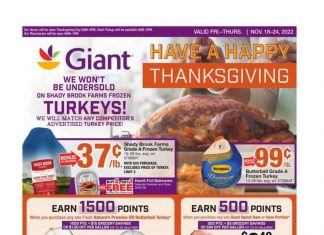 Giant Food Weekly Ad Nov 18 – Nov 24, 2022 (Thanksgiving Promotion Included)