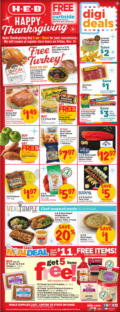 Thanksgiving specials site heb.com