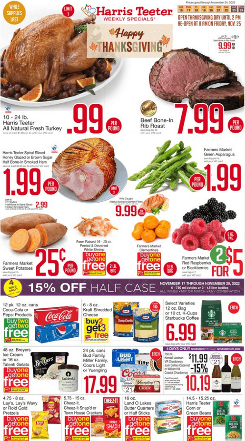 Harris Teeter Weekly Ad Nov 16 Nov 24, 2022 (Thanksgiving Promotion