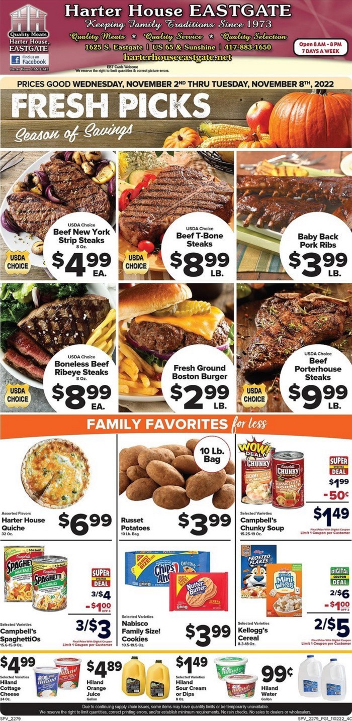 Harter House Weekly Ad Nov 02 Nov 08, 2022