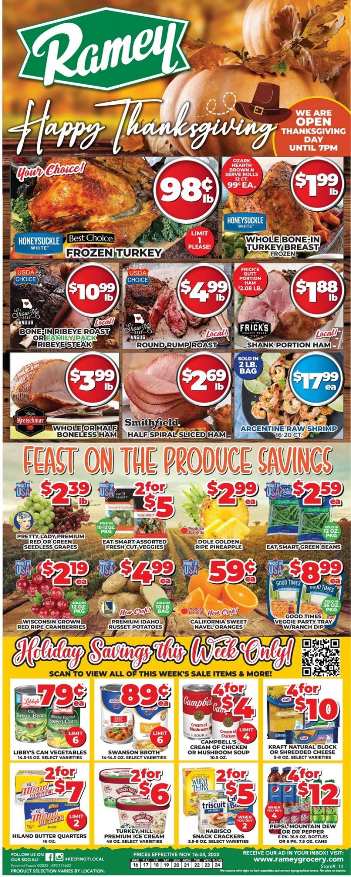 Price Cutter Weekly Ad Nov 16 Nov 24, 2022 (Thanksgiving Promotion