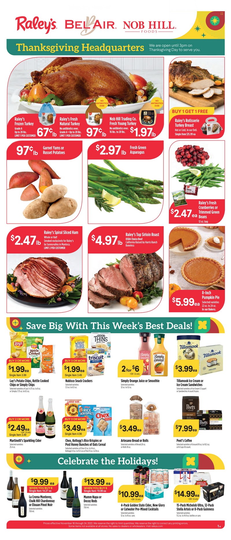 Raley's Supermarkets Weekly Ad Nov 16 Nov 24, 2022 (Thanksgiving