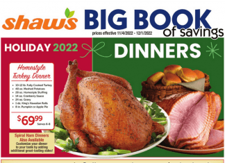 Shaw’s 2022 Holiday Flyer Sale Nov 18 – Dec 01, 2022
