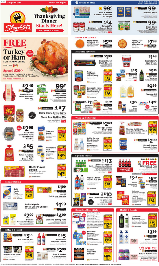 ShopRite Weekly Ad Nov 11 Nov 17, 2022 (Thanksgiving Promotion Included)
