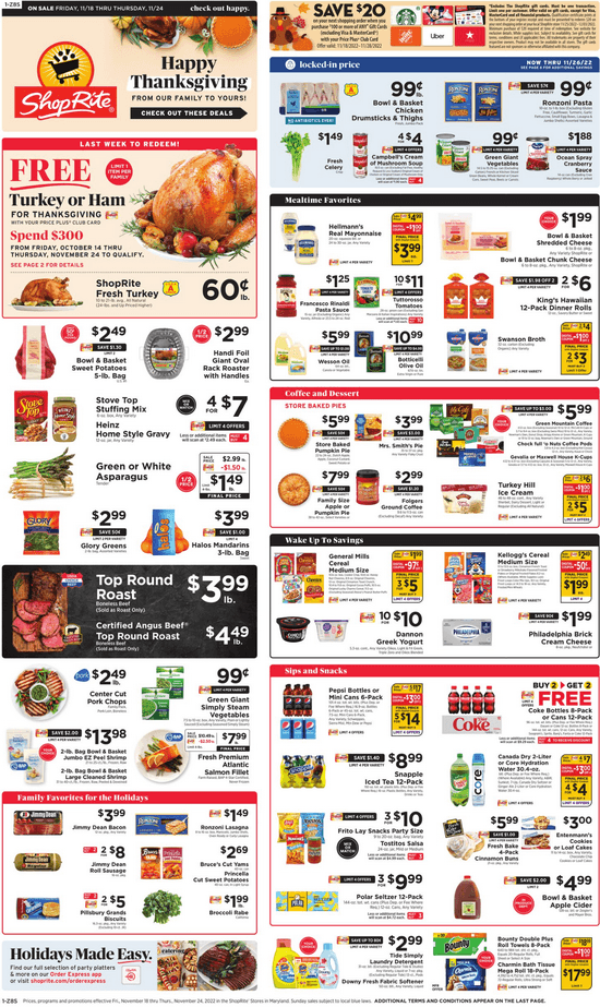 ShopRite Weekly Ad Nov 18 Nov 24, 2022 (Thanksgiving Promotion Included)