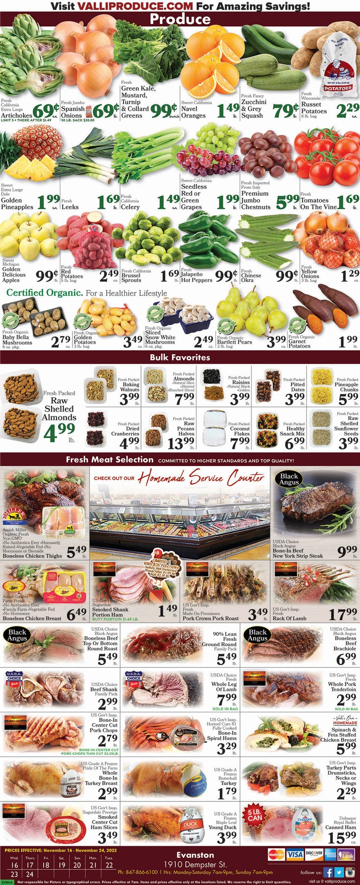 Valli Produce Weekly Ad Nov 16 Nov 24, 2022 (Thanksgiving Promotion