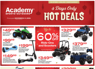 Academy Sports + Outdoors Four-Day Online Hot Deals Dec 08 – Dec 11, 2022