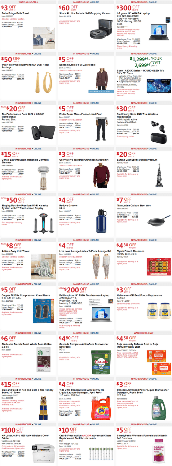Costco Holiday Event InWarehouse and Online Savings Dec 12 Dec 25, 2022