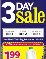 Tops Three-Day Sale Dec 01 – Dec 03, 2022